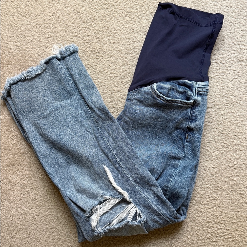 Pinkblush Blue Distressed Knee Maternity
Straight Leg Jeans